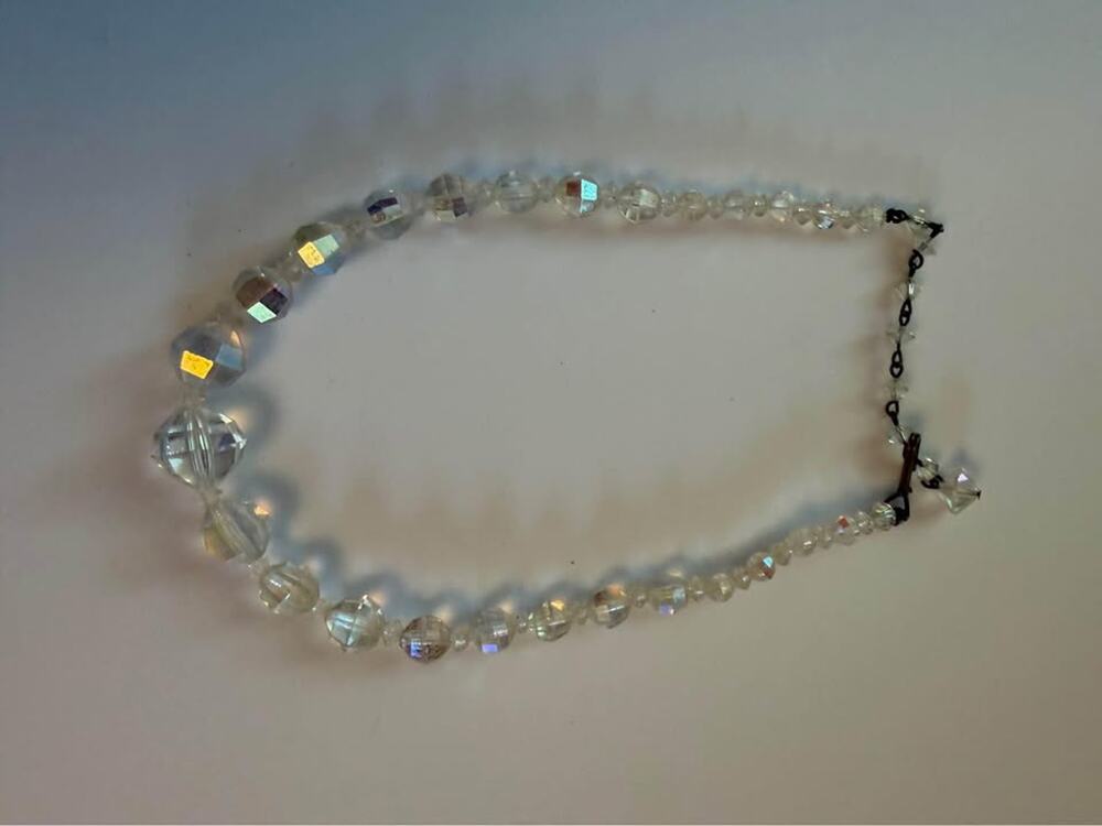 Vintage Aurora Borealis Crystal Bead Necklace